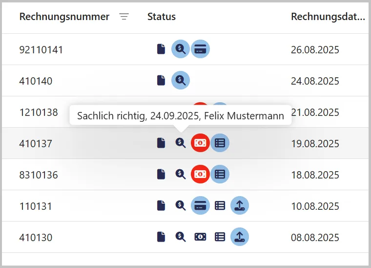 CompuDMS Rechnungseingang Status