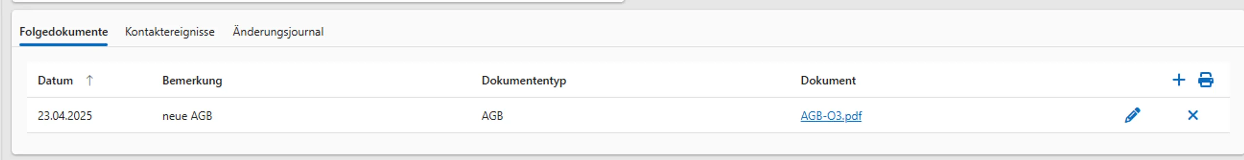 Screenshot CompuDMS Vertragsverwaltung Dokumentation