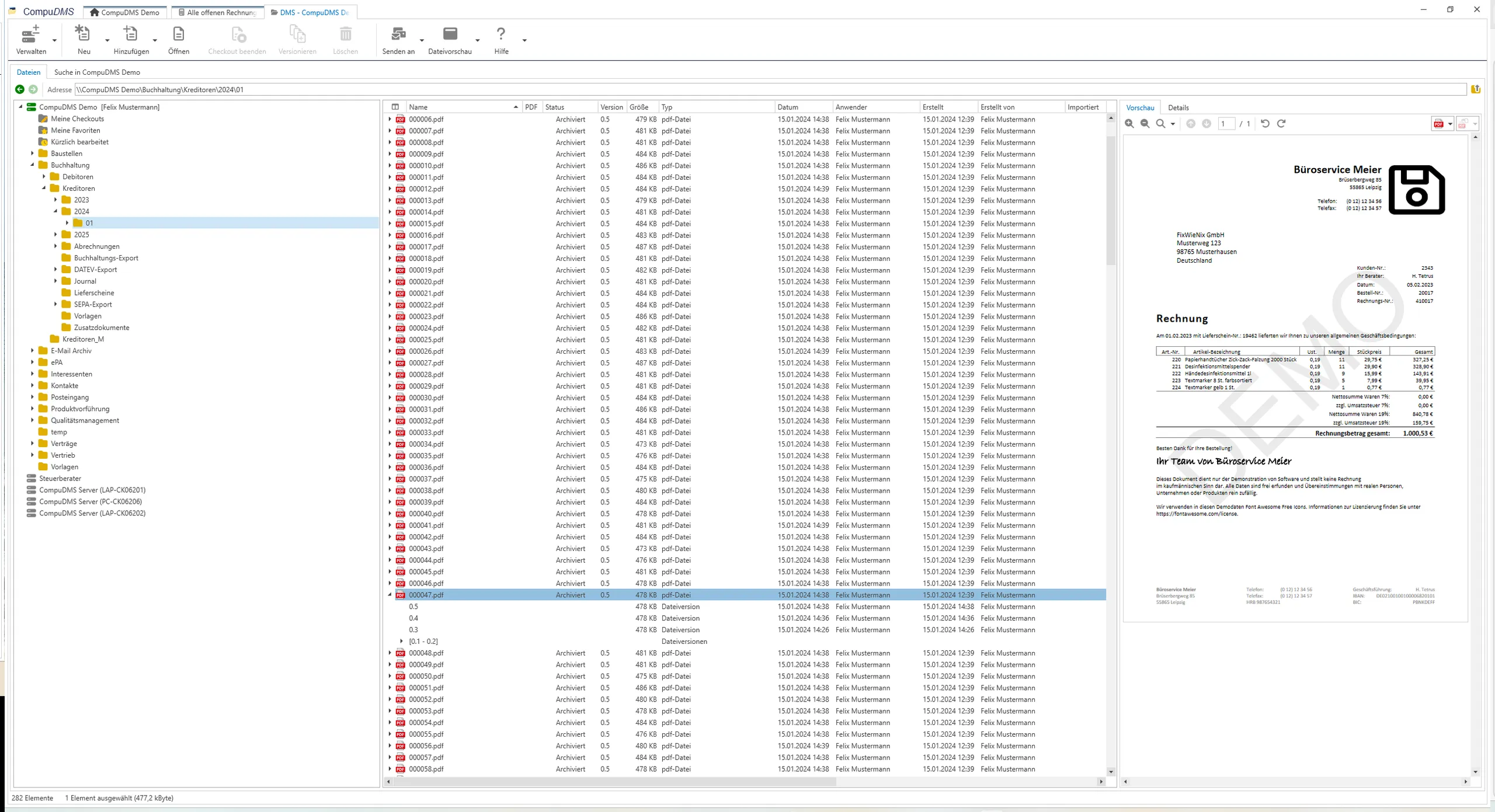Screenshot CompuDMS Rechnungseingang-GoBD-konforme Archivierung