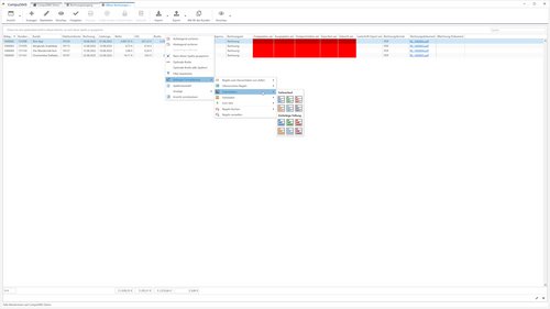 Screenshot: CompuDMS-Rechnungsstellung mit Listenansicht