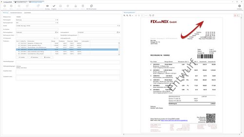 Screenshot: Rechnungsstellung in CompuDMS
