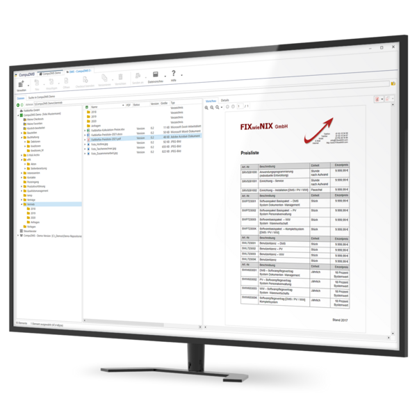 Monitor mit Screenshot CompuDMS-Dokumentenmanagement
