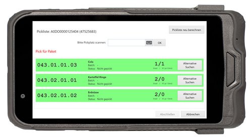 Lagerverwaltung mit CompuDMS: Ansicht Pickliste