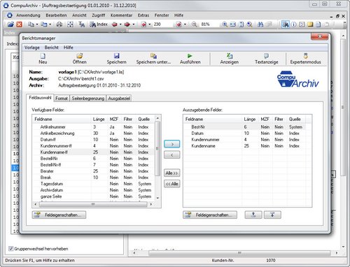 CompuArchiv: Berichtsmanager