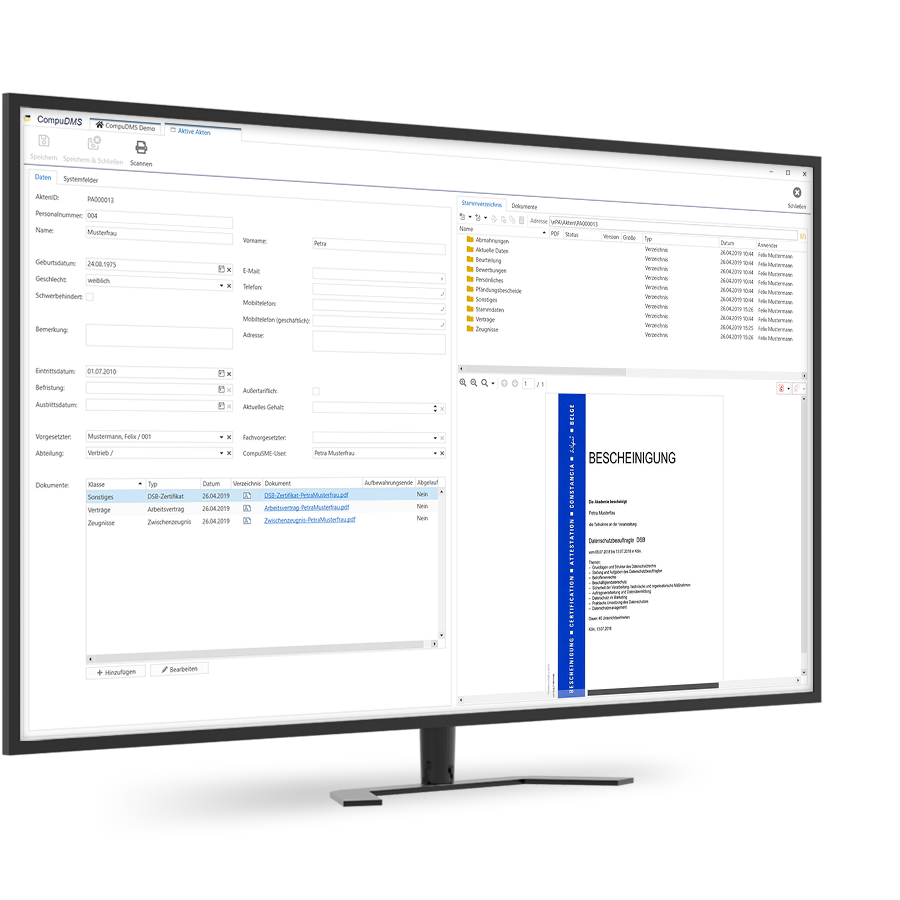 CompuDMS_elektronische Personalakte_Bearbeitungsdialog